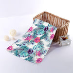 Neon Hibiscus Tropical Pattern Print Towel