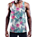 Neon Hibiscus Tropical Pattern Print Training Tank Top