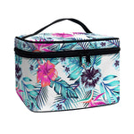 Neon Hibiscus Tropical Pattern Print Travel Makeup Bag