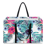 Neon Hibiscus Tropical Pattern Print Utility Tote Bag