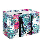 Neon Hibiscus Tropical Pattern Print Utility Tote Bag