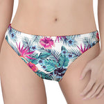 Neon Hibiscus Tropical Pattern Print Women's Thong