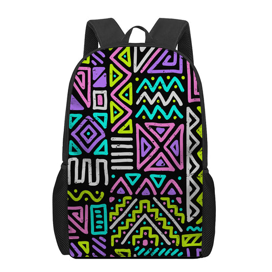 Neon Native Aztec Pattern Print 17 Inch Backpack
