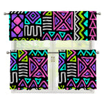 Neon Native Aztec Pattern Print 3 Piece Kitchen Curtains
