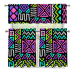 Neon Native Aztec Pattern Print 3 Piece Kitchen Curtains