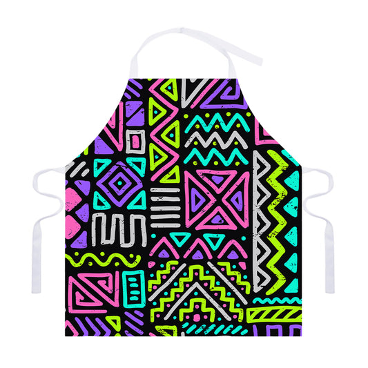 Neon Native Aztec Pattern Print Adjustable Apron