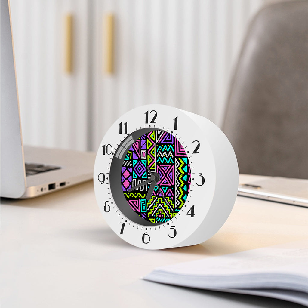 Neon Native Aztec Pattern Print Alarm Clock