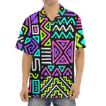 Neon Native Aztec Pattern Print Aloha Shirt