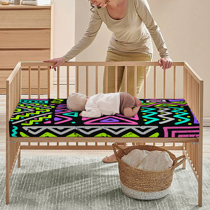 Neon Native Aztec Pattern Print Baby Crib Sheet