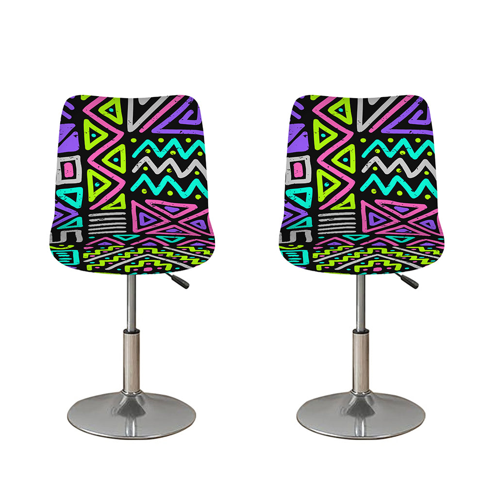 Neon Native Aztec Pattern Print Bar Stool Covers