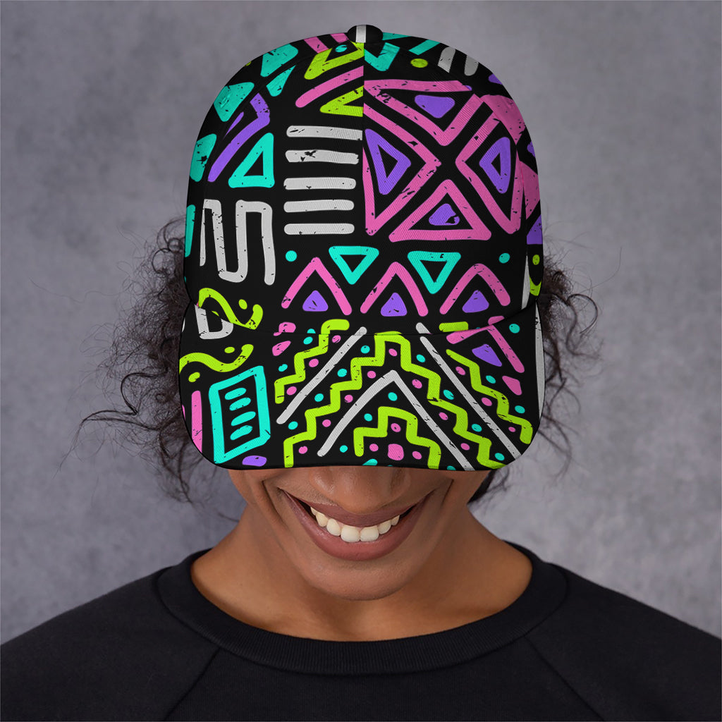 Neon Native Aztec Pattern Print Baseball Cap