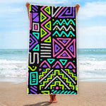 Neon Native Aztec Pattern Print Beach Towel