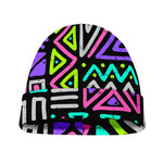 Neon Native Aztec Pattern Print Beanie