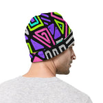Neon Native Aztec Pattern Print Beanie