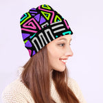 Neon Native Aztec Pattern Print Beanie