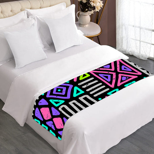 Neon Native Aztec Pattern Print Bed Runner