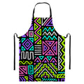 Neon Native Aztec Pattern Print Bib Apron With Pocket