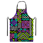 Neon Native Aztec Pattern Print Bib Apron With Pocket
