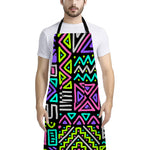 Neon Native Aztec Pattern Print Bib Apron With Pocket