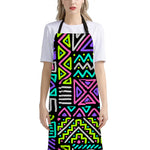 Neon Native Aztec Pattern Print Bib Apron With Pocket