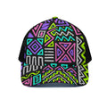 Neon Native Aztec Pattern Print Black Mesh Trucker Hat