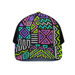 Neon Native Aztec Pattern Print Black Mesh Trucker Cap