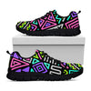 Neon Native Aztec Pattern Print Black Running Shoes