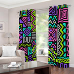 Neon Native Aztec Pattern Print Blackout Grommet Curtains