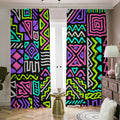 Neon Native Aztec Pattern Print Dimout Pencil Pleat Curtains