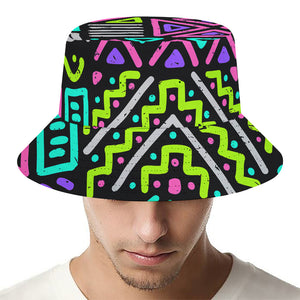 Neon Native Aztec Pattern Print Bucket Hat