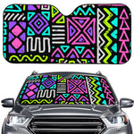 Neon Native Aztec Pattern Print Car Windshield Sun Shade