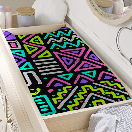 Neon Native Aztec Pattern Print Changing Pad Cover