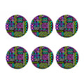 Neon Native Aztec Pattern Print Coaster Set