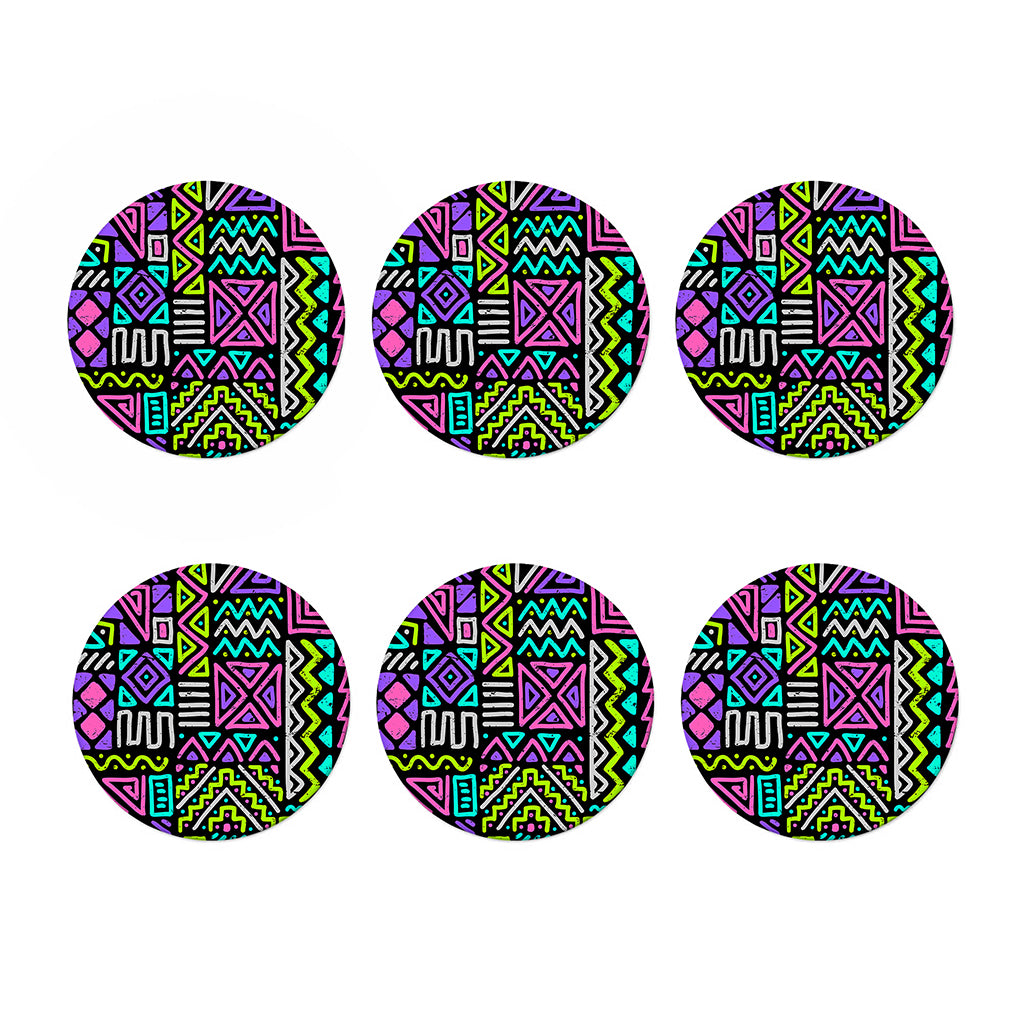 Neon Native Aztec Pattern Print Coaster Set