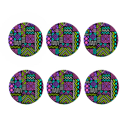 Neon Native Aztec Pattern Print Coaster Set