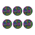 Neon Native Aztec Pattern Print Coaster Set