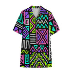Neon Native Aztec Pattern Print Cotton Hawaiian Shirt