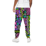 Neon Native Aztec Pattern Print Cotton Pants