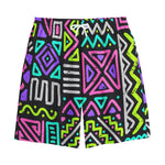 Neon Native Aztec Pattern Print Cotton Shorts