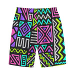 Neon Native Aztec Pattern Print Cotton Shorts