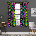 Neon Native Aztec Pattern Print Grommet Curtain Panels