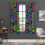 Neon Native Aztec Pattern Print Curtain