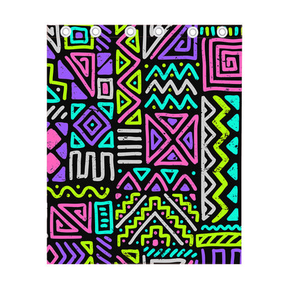 Neon Native Aztec Pattern Print Curtain