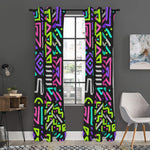 Neon Native Aztec Pattern Print Curtain