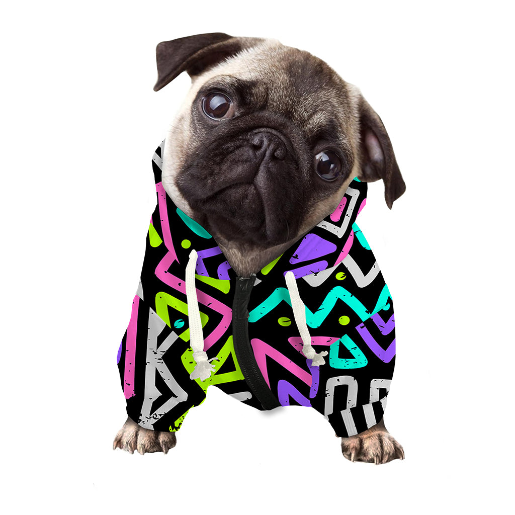 Neon Native Aztec Pattern Print Dog Zip Up Hoodie