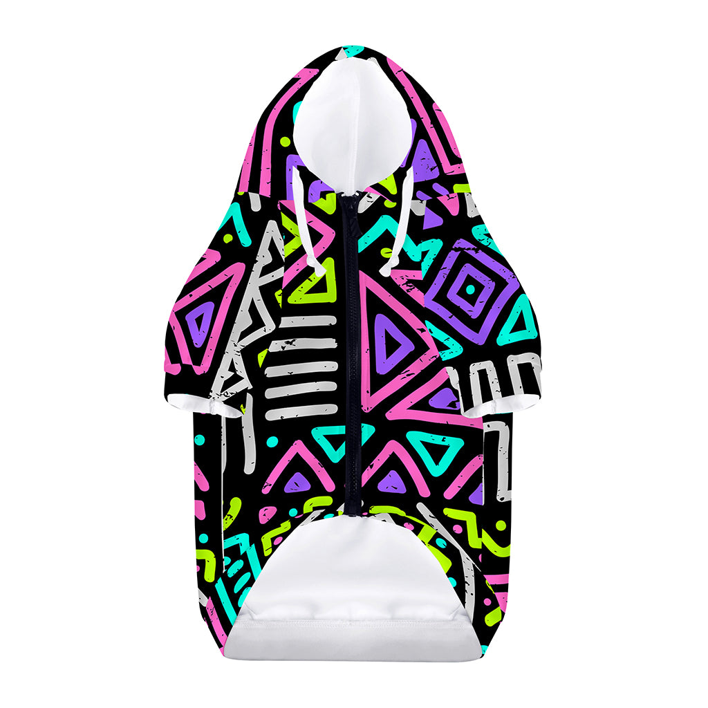 Neon Native Aztec Pattern Print Dog Zip Up Hoodie