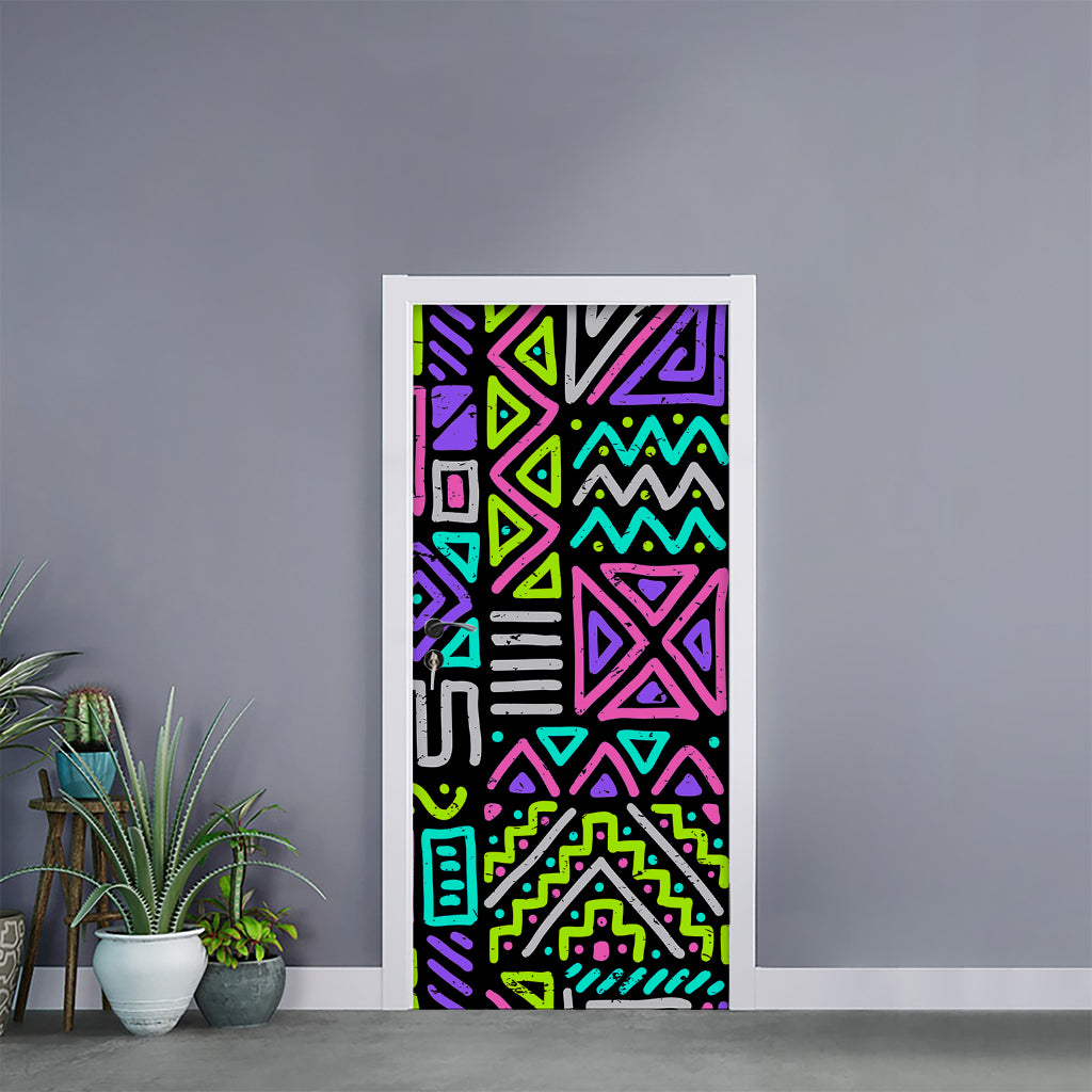 Neon Native Aztec Pattern Print Door Sticker