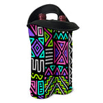 Neon Native Aztec Pattern Print Double Neoprene Wine Tote