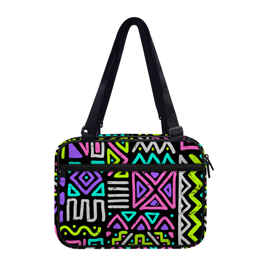 Neon Native Aztec Pattern Print Double Strap Bible Bag