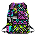 Neon Native Aztec Pattern Print Drawstring Backpack
